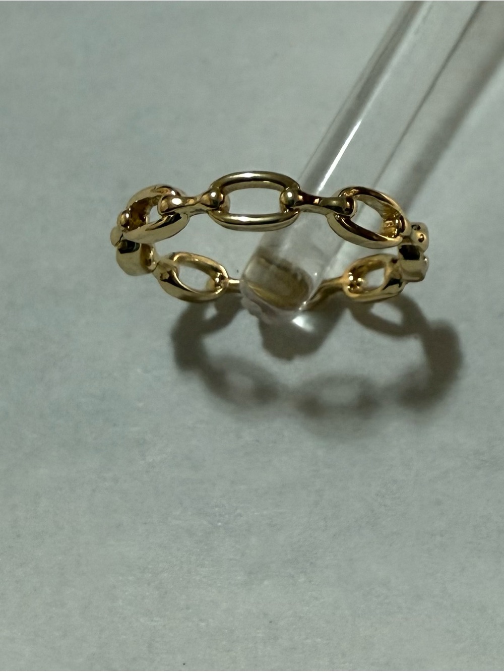 14k Gold Electroplated Thin Link Chain Stackable Ring